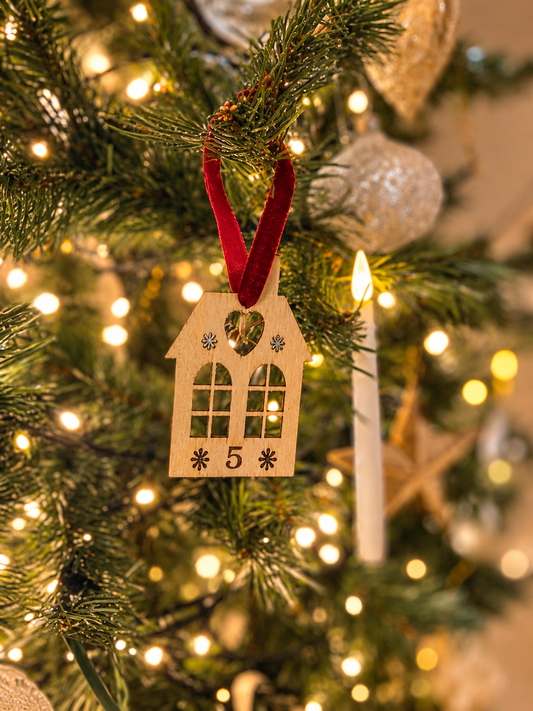Personalised Wooden House Christmas Tree Decoration