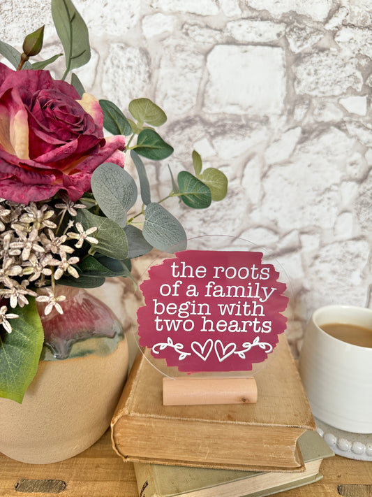 The roots of a family acrylic plaque