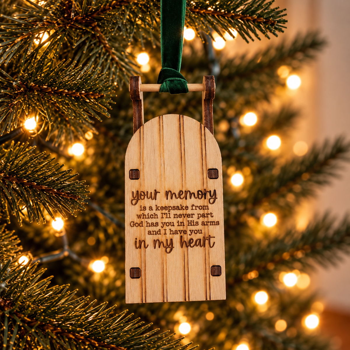 Wooden Sleigh Christmas Tree Decoration - choice of 16 designs