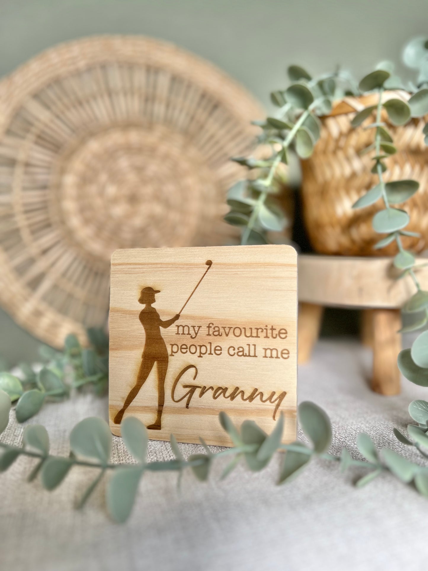 Golf engraved wooden coaster - Granny / Granda