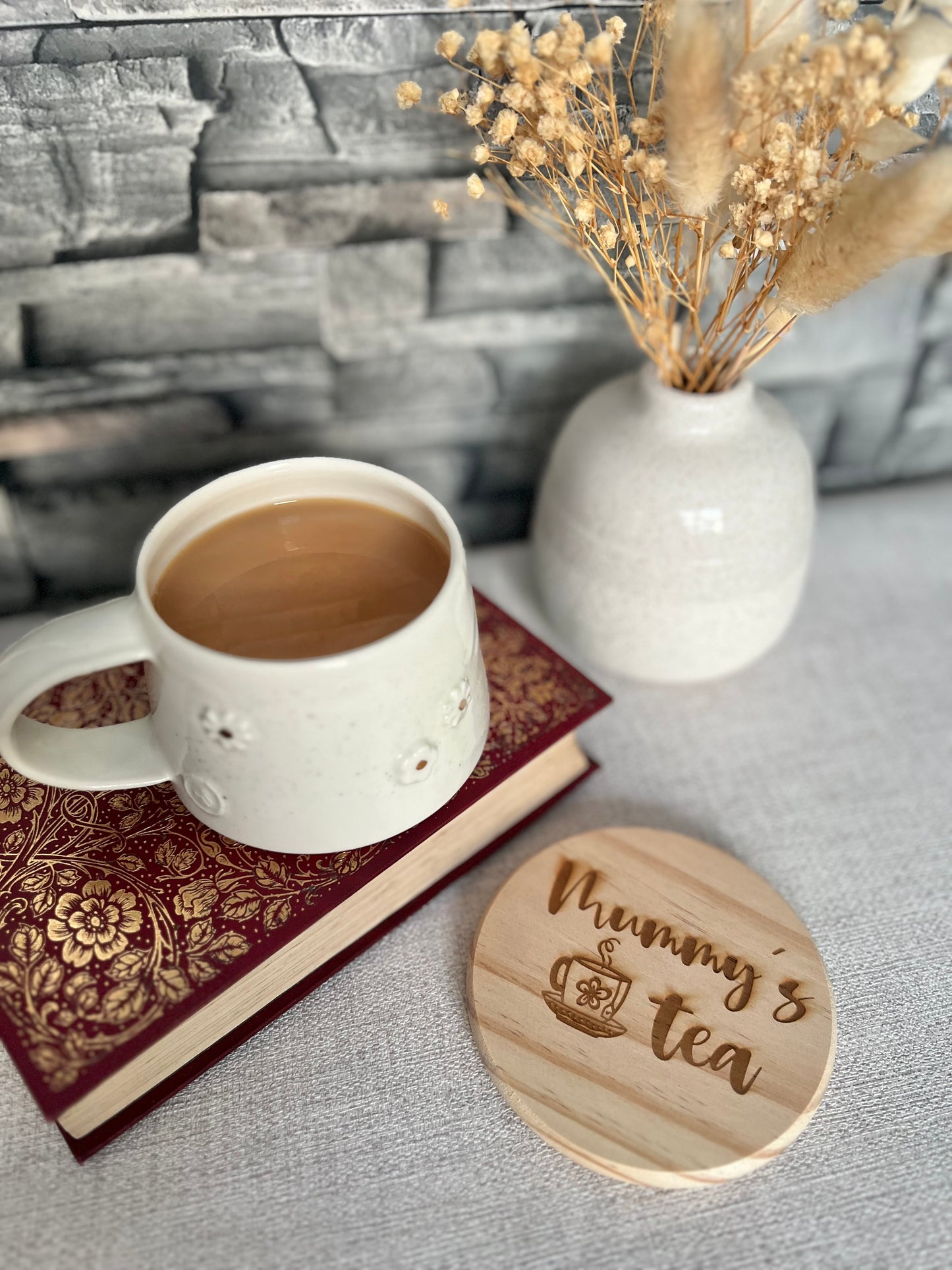 Mummy’s tea wooden coaster