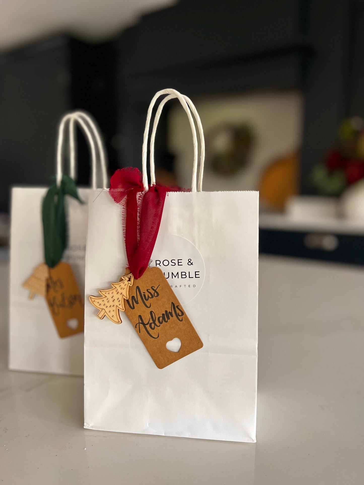 Christmas gift bag & personalised tag