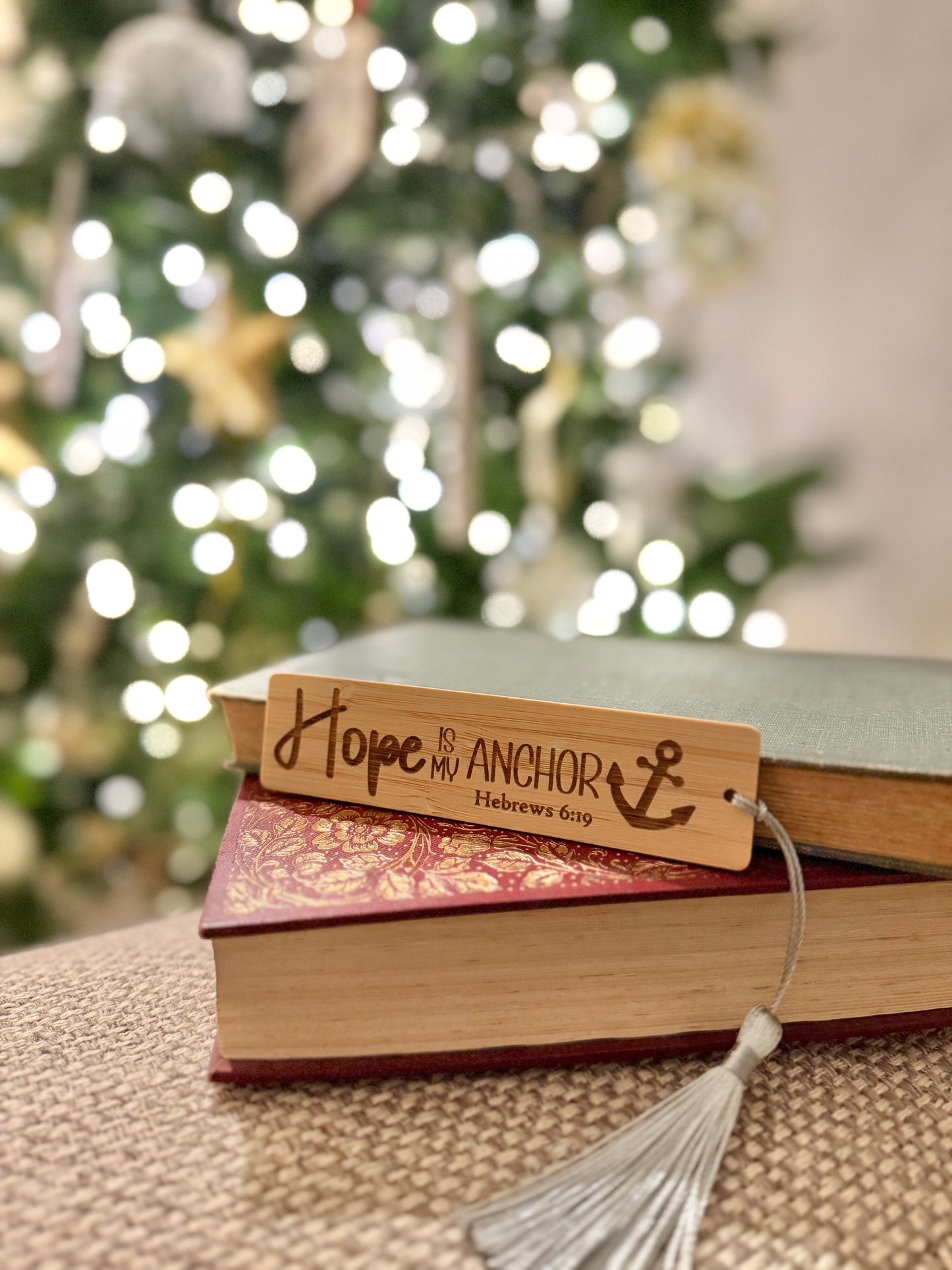 Hope is my anchor wooden engraved bookmark