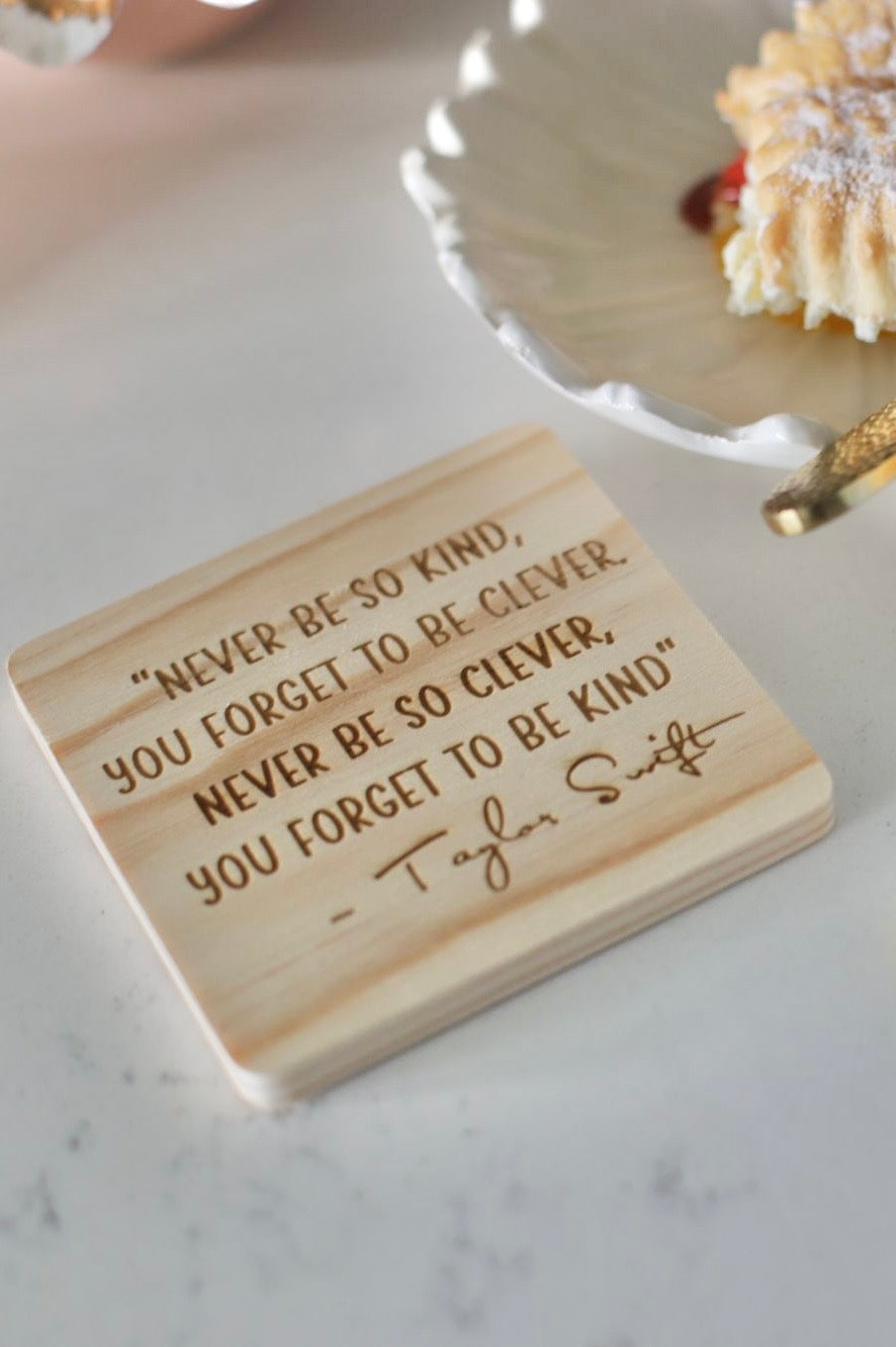 Taylor Swift lyrics engraved wooden coaster