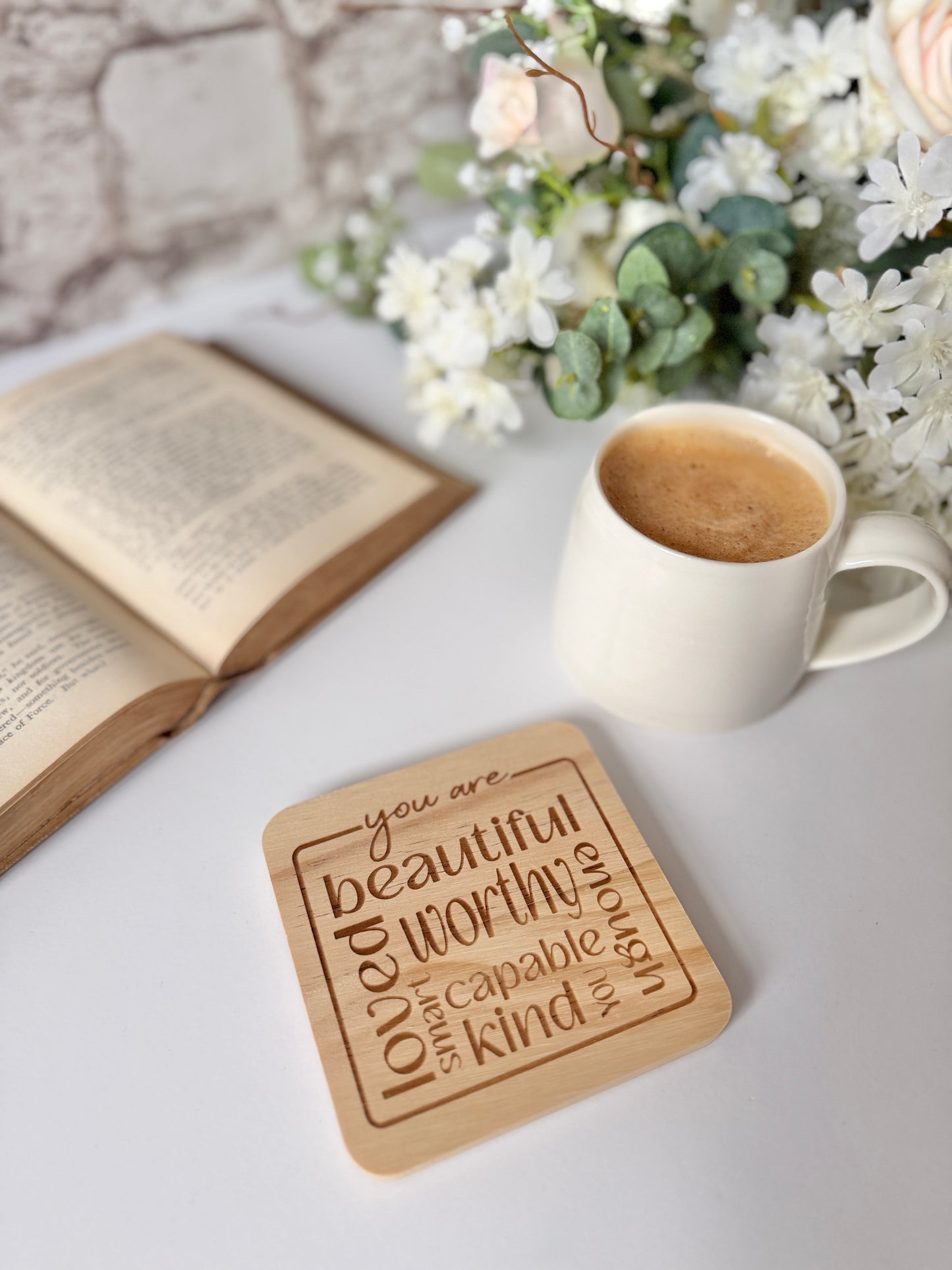 You are … engraved wooden coaster