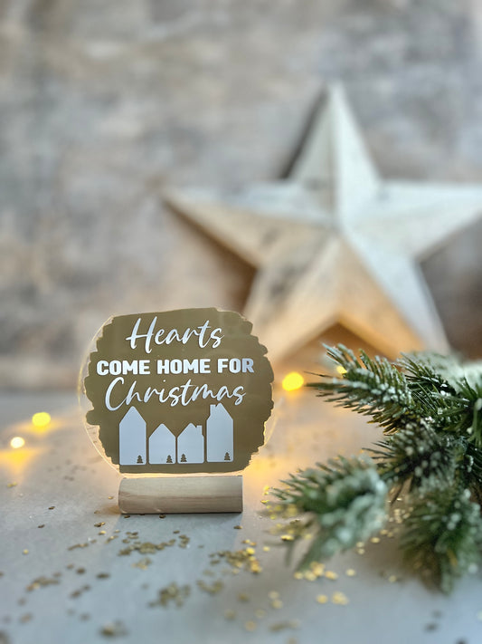 Hearts come home for Christmas acrylic plaque