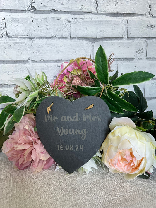 Design your own engraved slate heart -personalised
