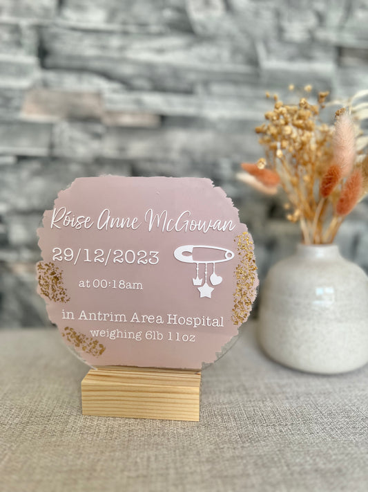 Baby personalised 6” acrylic plaque