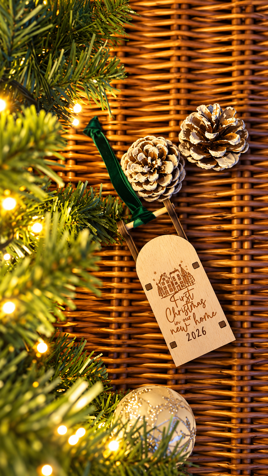 Wooden Sleigh Christmas Tree Decoration - choice of 16 designs