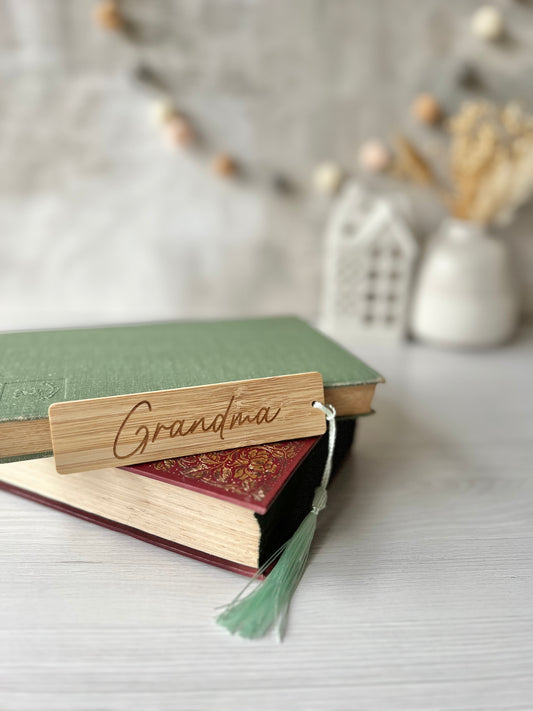 Grandma wooden engraved bookmark
