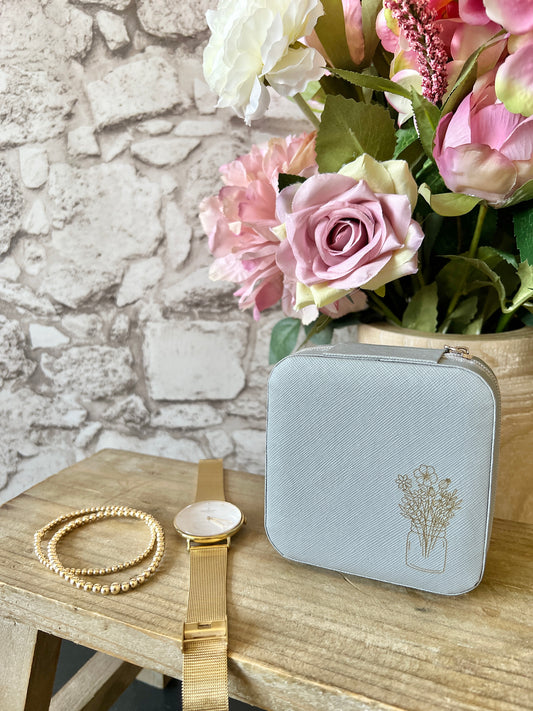 Flower posy jewellery box (grey)