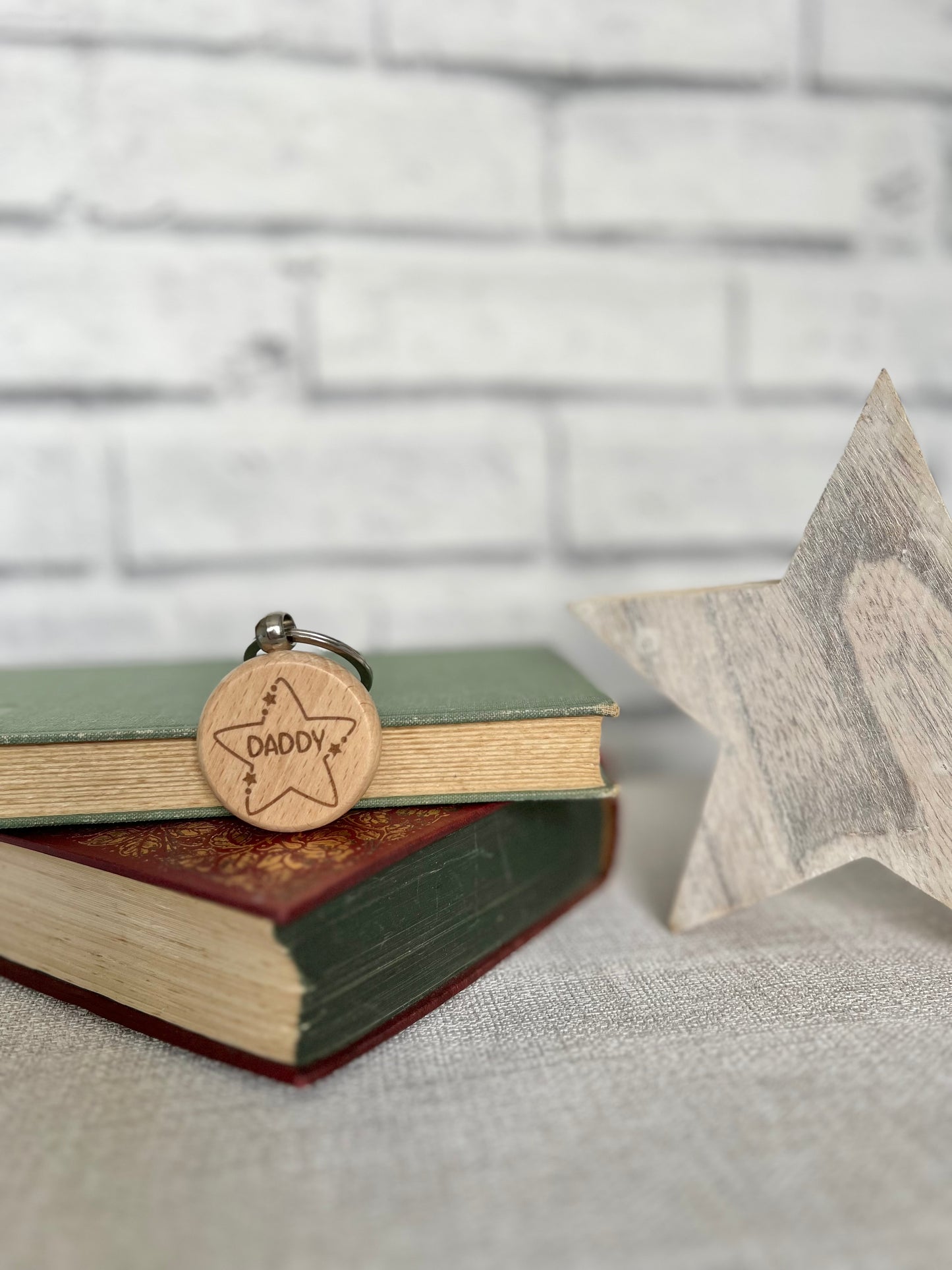 Daddy engraved wooden keyring