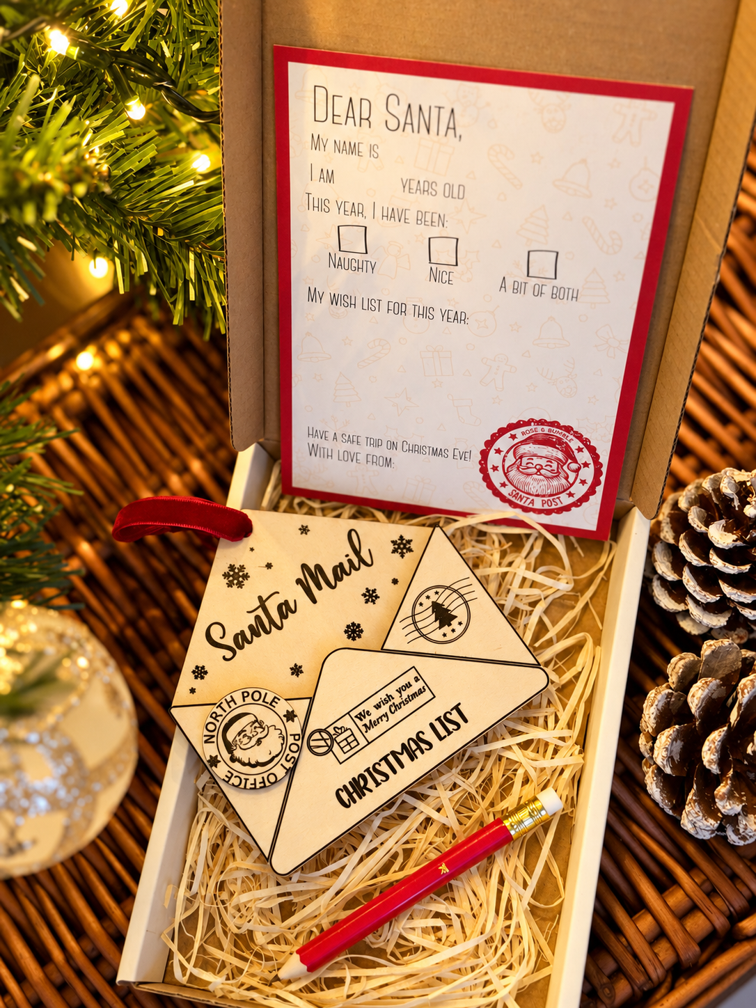 Letter to Santa Kit - Christmas Tradition & Wooden Keepsake