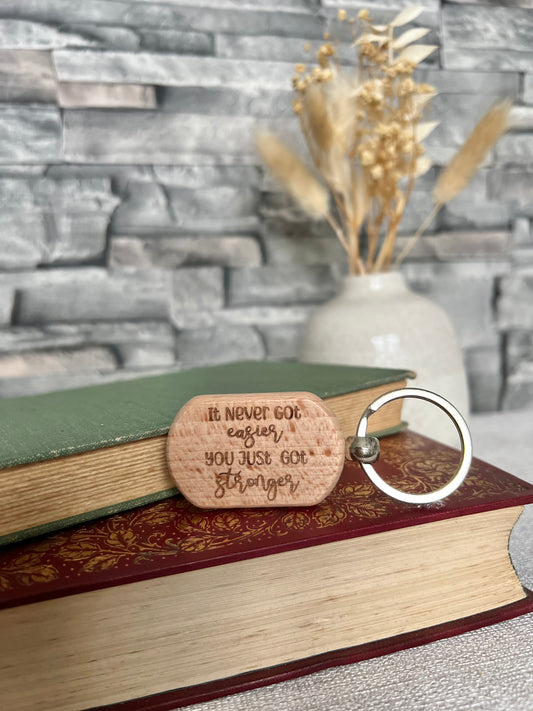 It never got easier engraved keyring