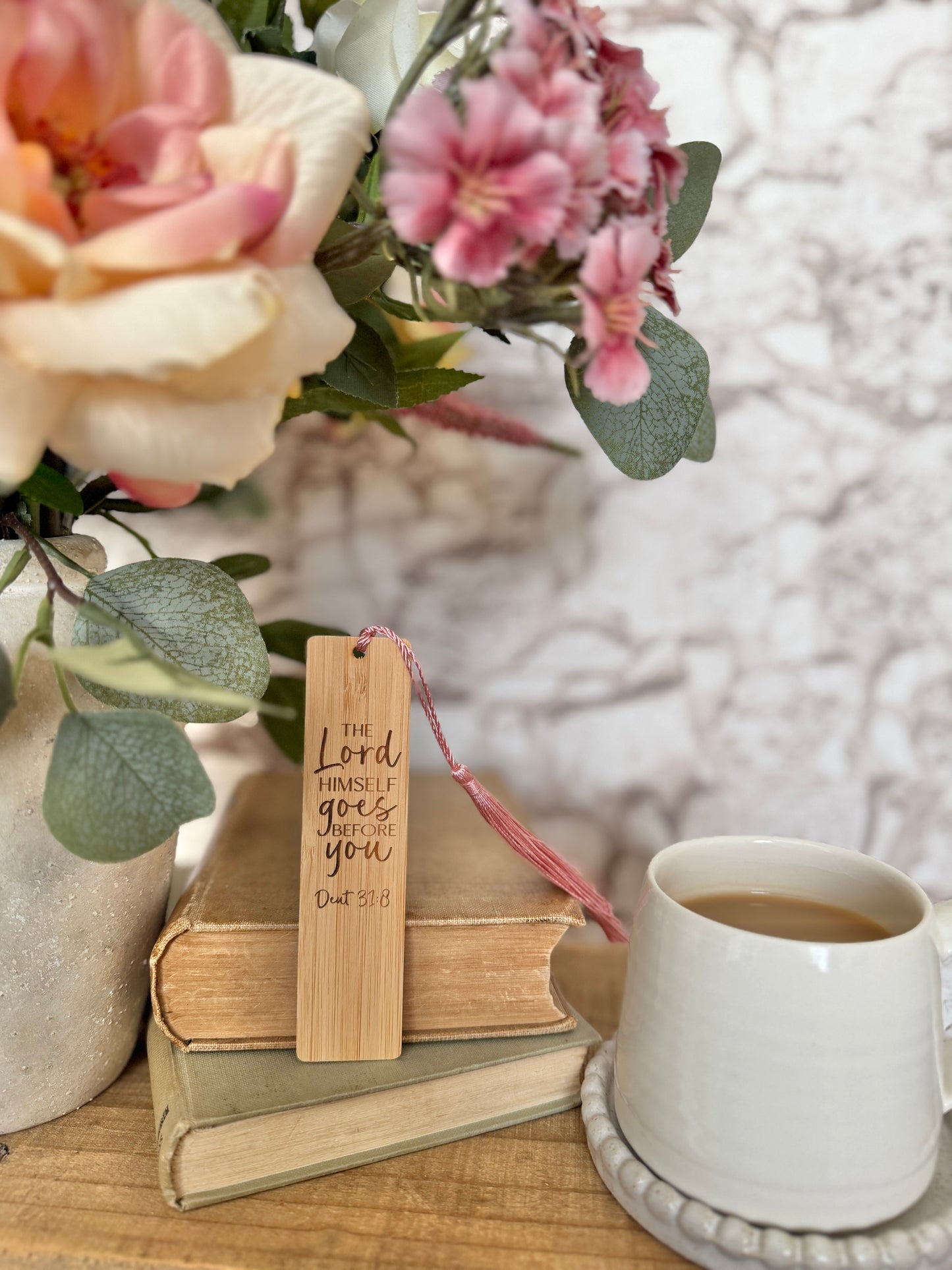 Lord goes before you wooden engraved bookmark