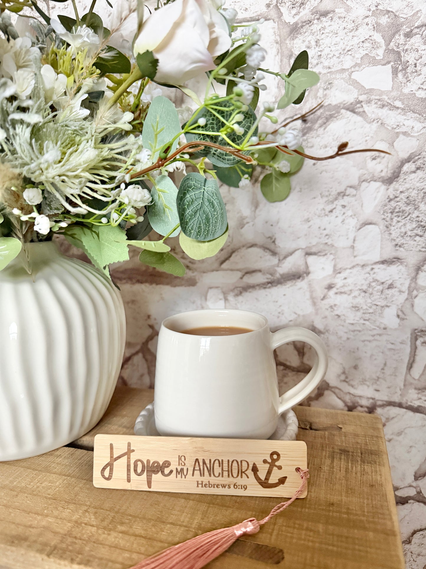 Hope is my anchor wooden engraved bookmark