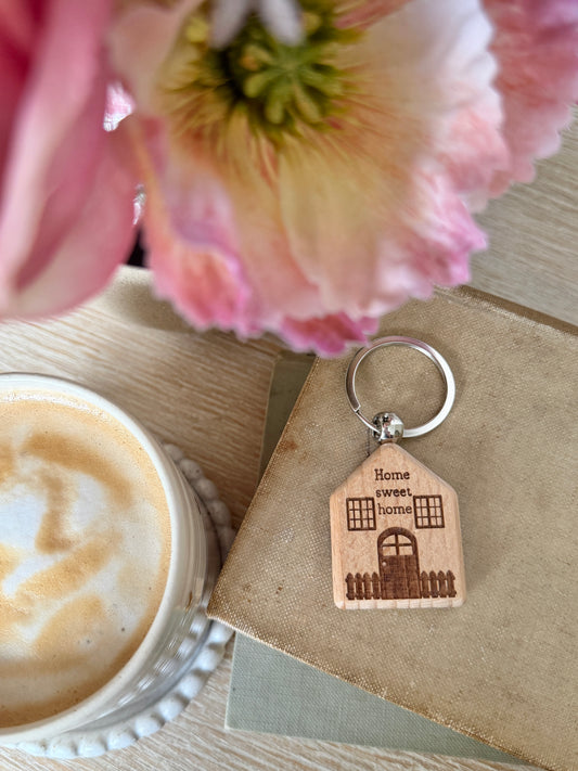 Home sweet home engraved keyring