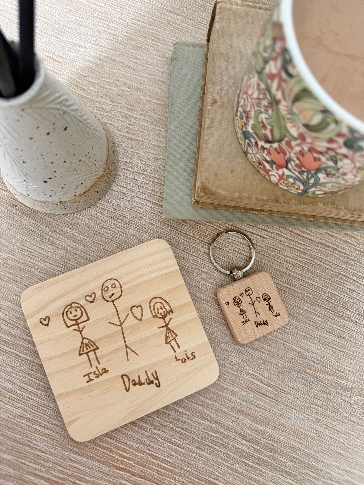 Personalised Handwriting Wooden Coaster – product view 2