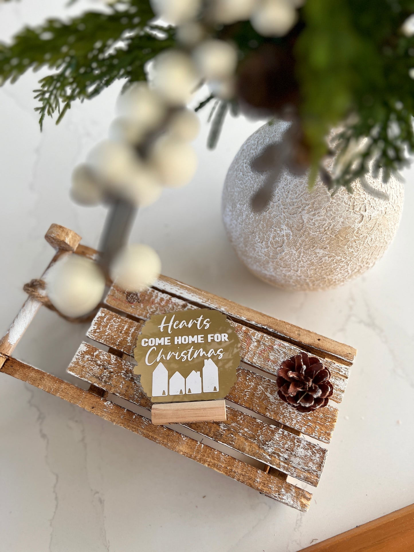 Hearts come home for Christmas acrylic plaque