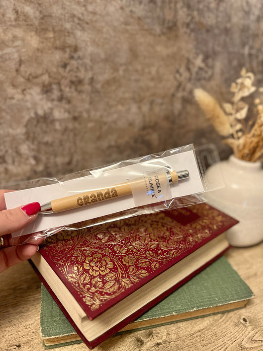 Granda engraved bamboo pen