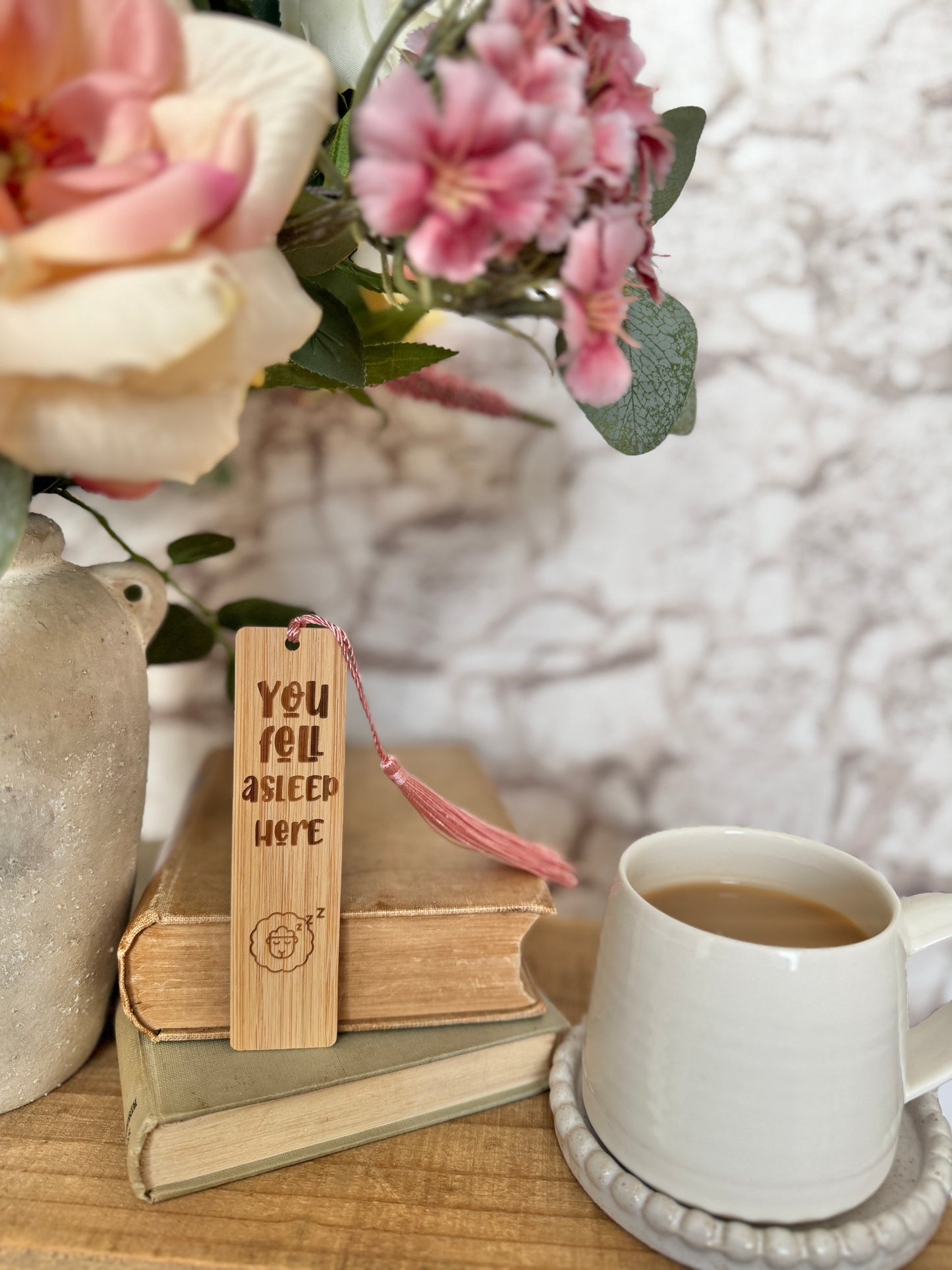 You fell asleep here wooden engraved bookmark