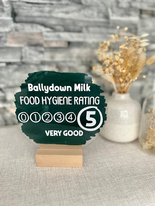 Food hygiene rating business plaque