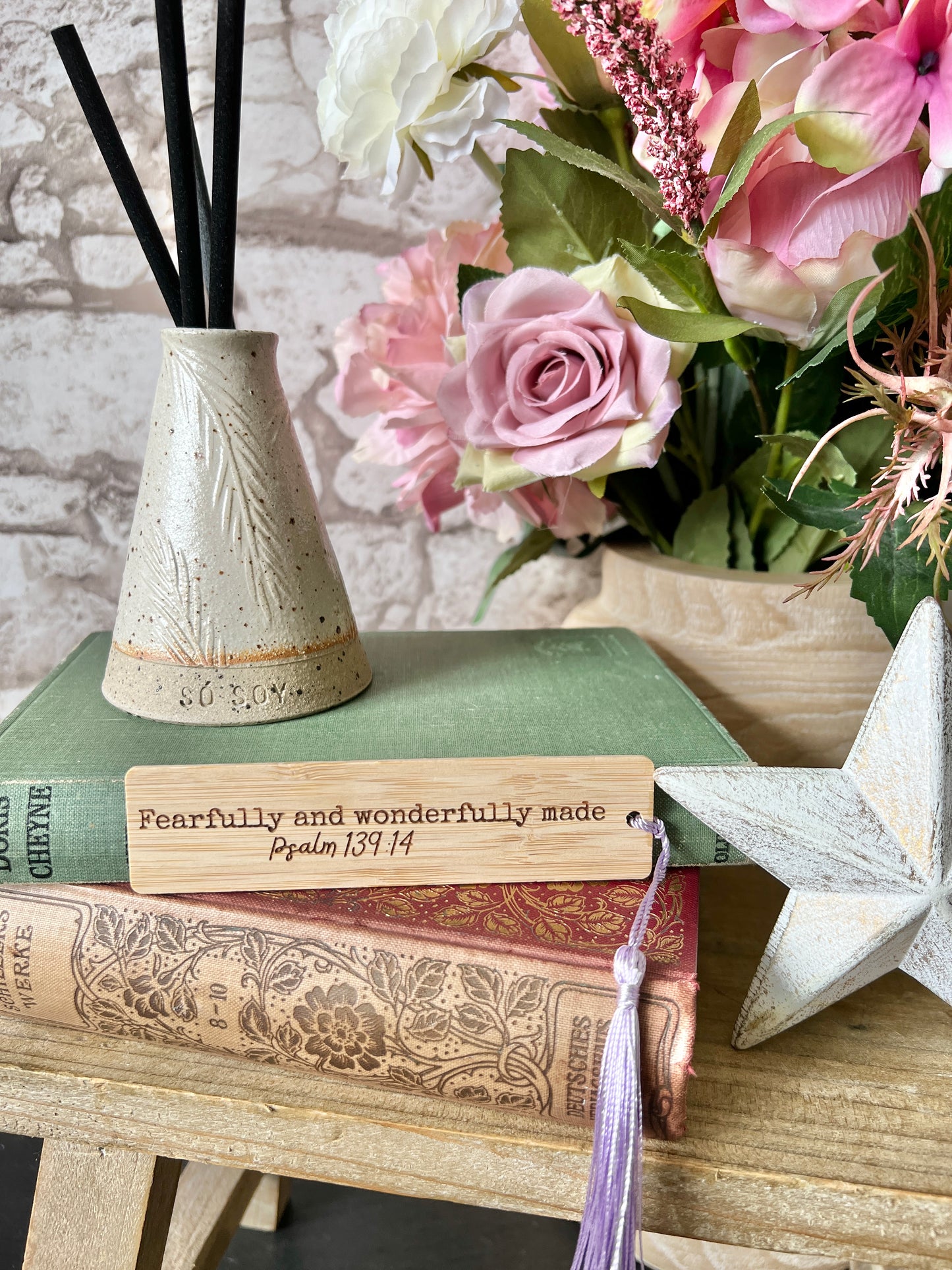 Fearfully and wonderfully made wooden engraved bookmark