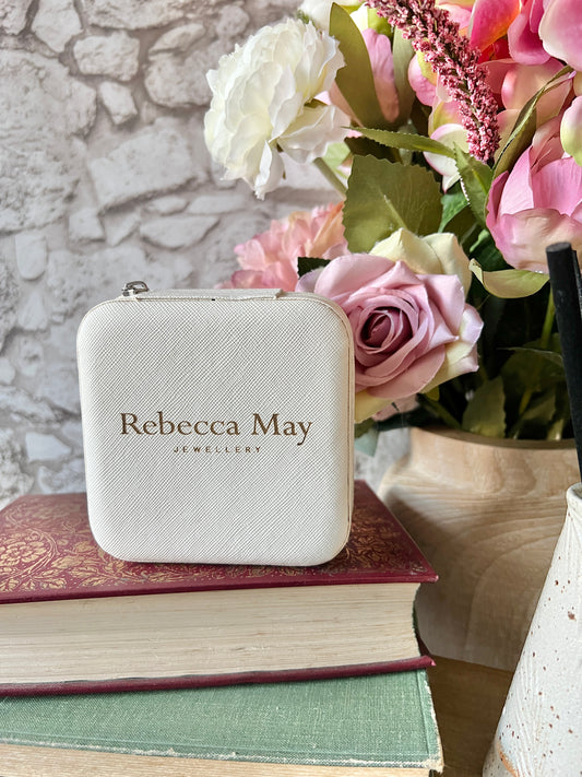 Off white jewellery box with personalised text