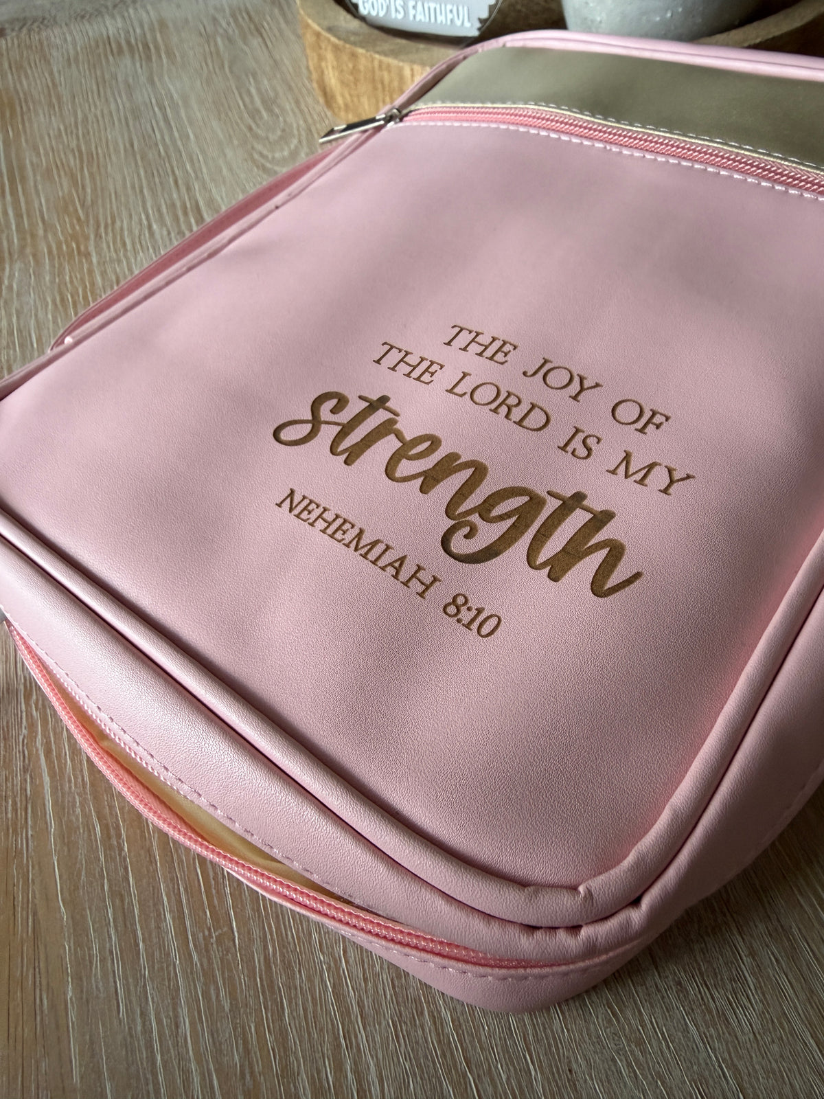 The Joy of the Lord – Nehemiah 8:10 Bible Cover & Case | Pink & Gold