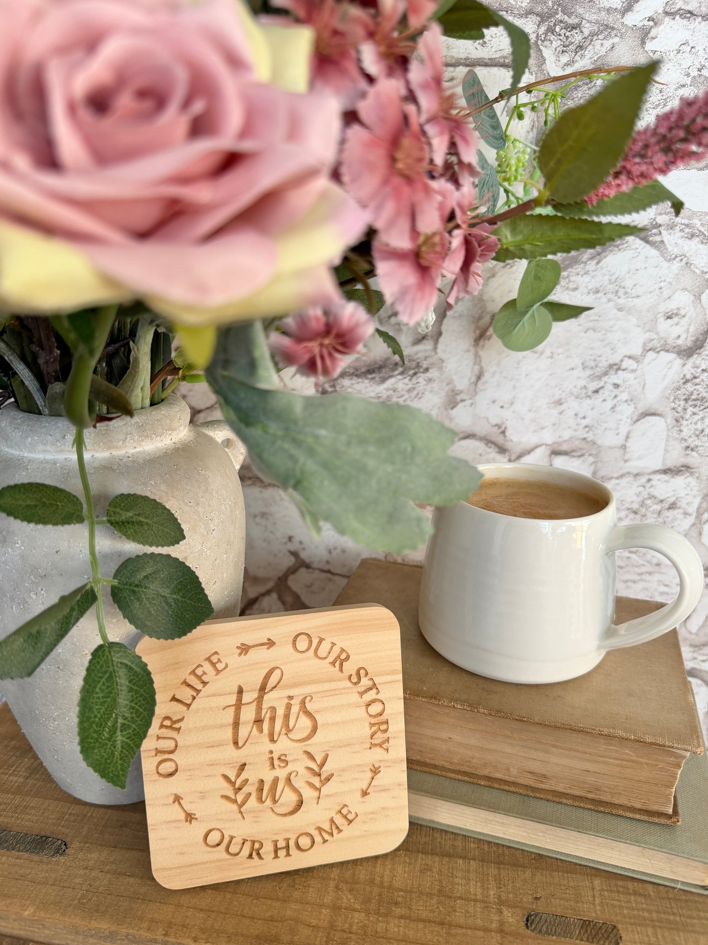 This is us wooden engraved coaster