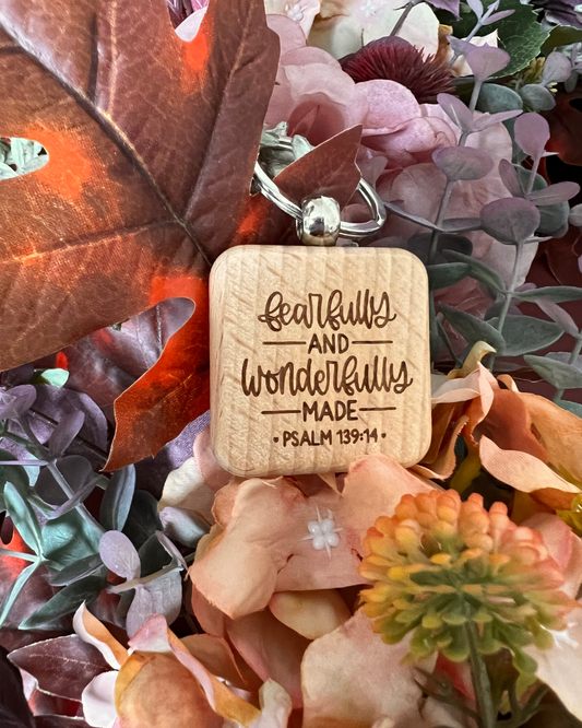 Fearfully and wonderfully made engraved keyring