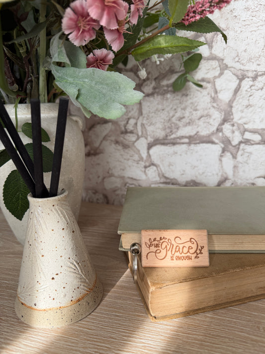 His grace is enough engraved keyring