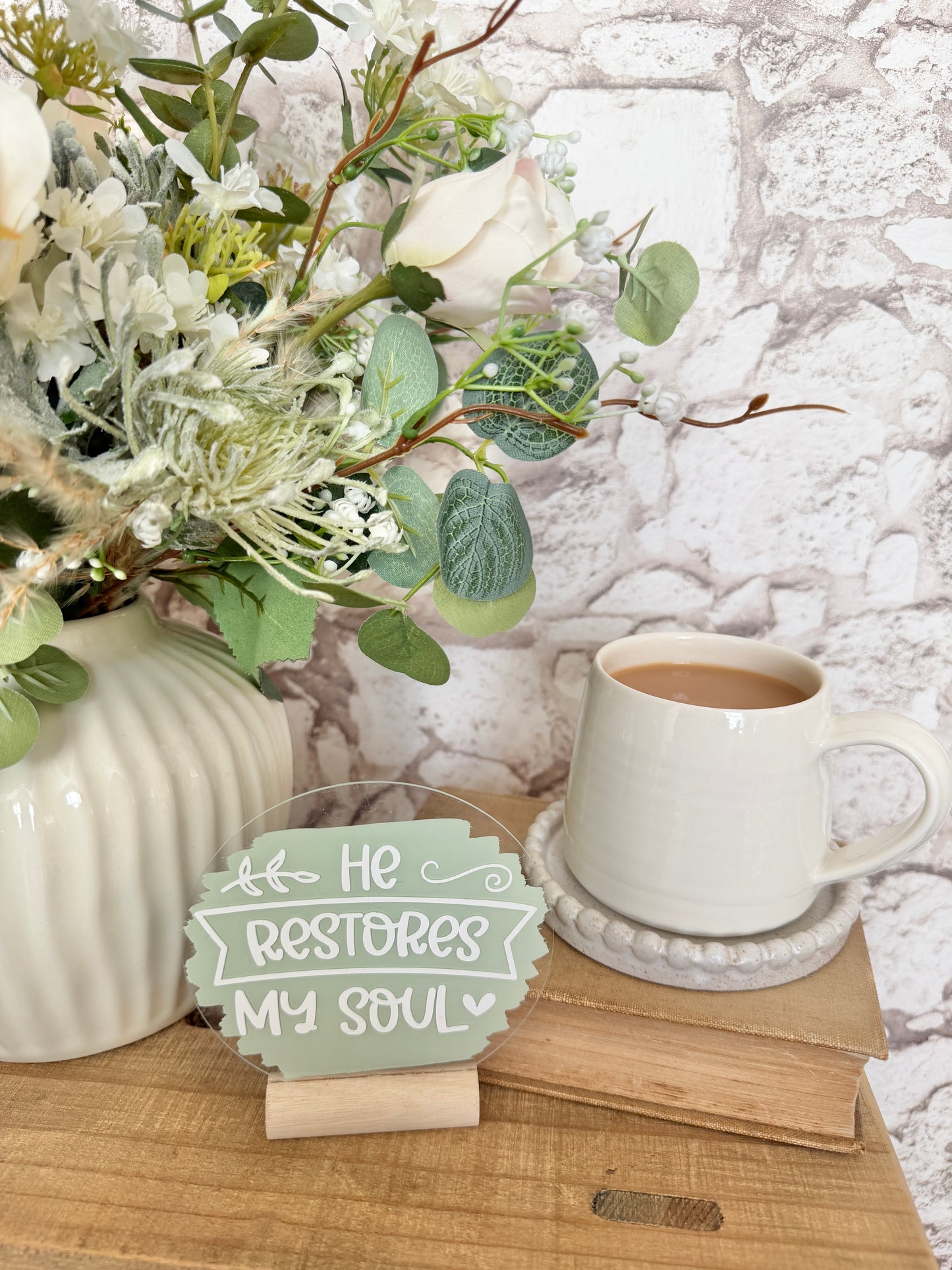 He restores my soul acrylic plaque