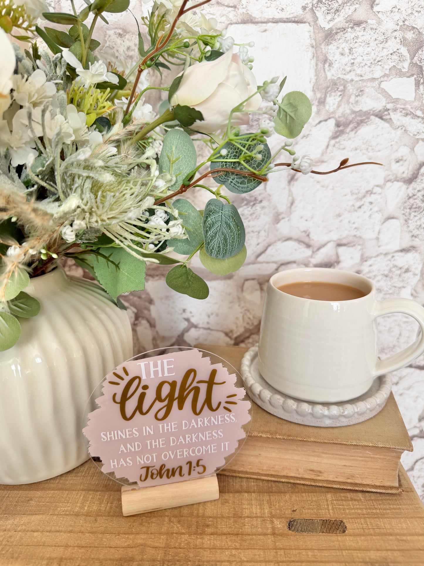 The light shines in the darkness acrylic plaque