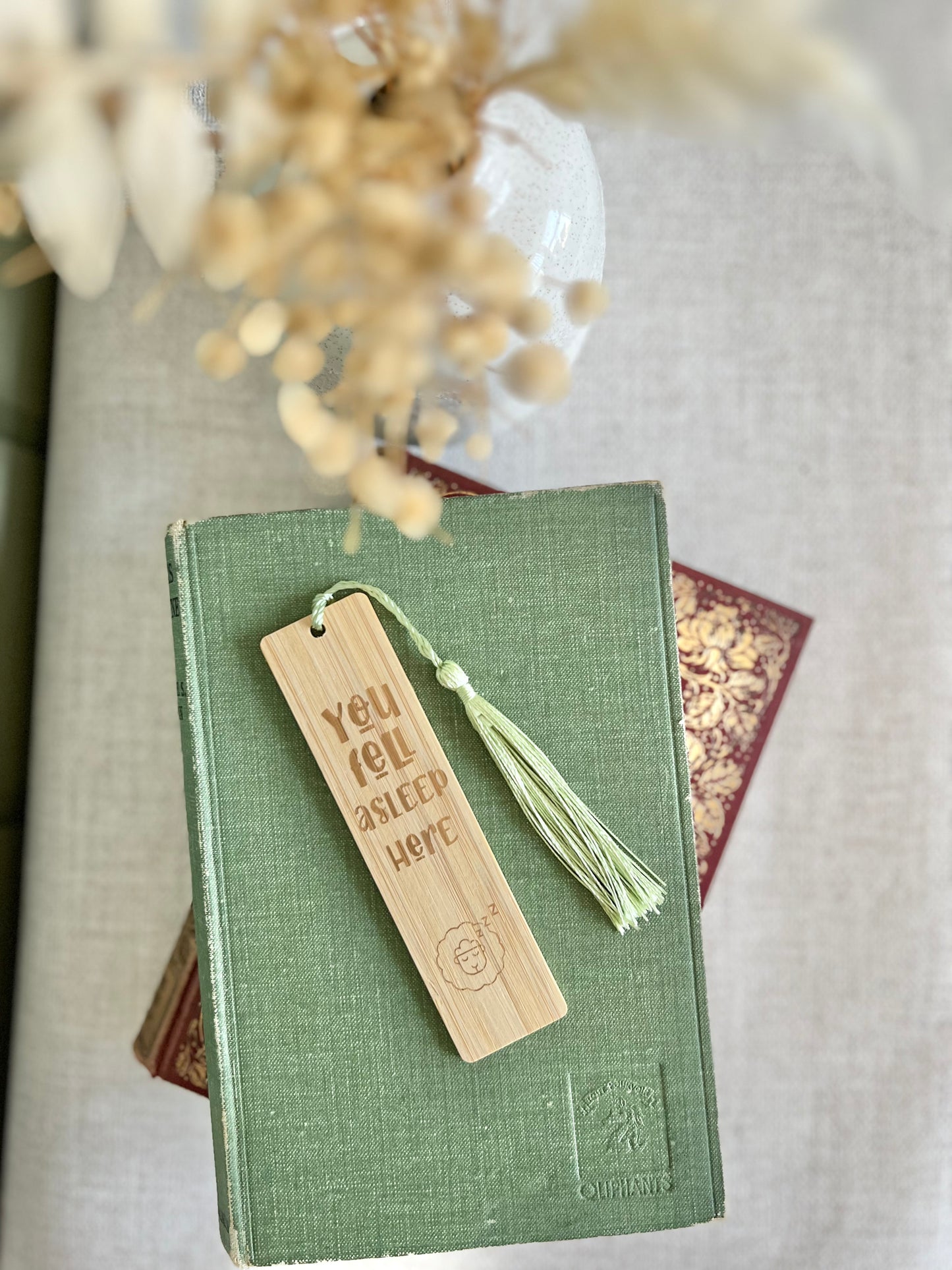 You fell asleep here wooden engraved bookmark