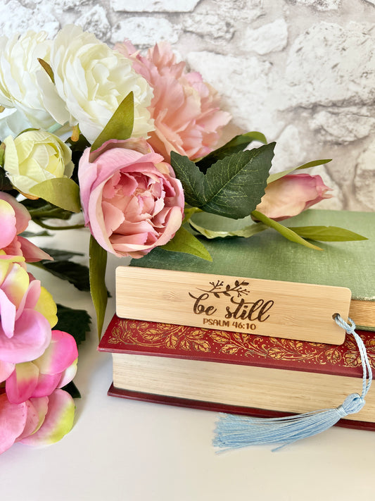 Be still wooden engraved bookmark