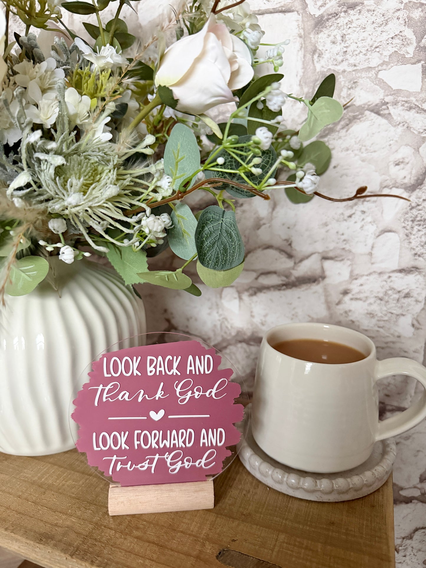 Look back and thank God acrylic plaque