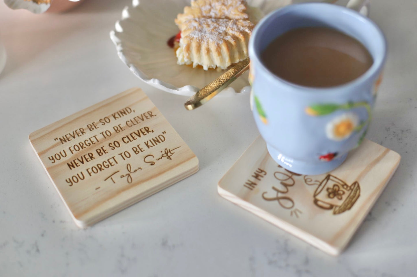 Taylor Swift lyrics engraved wooden coaster