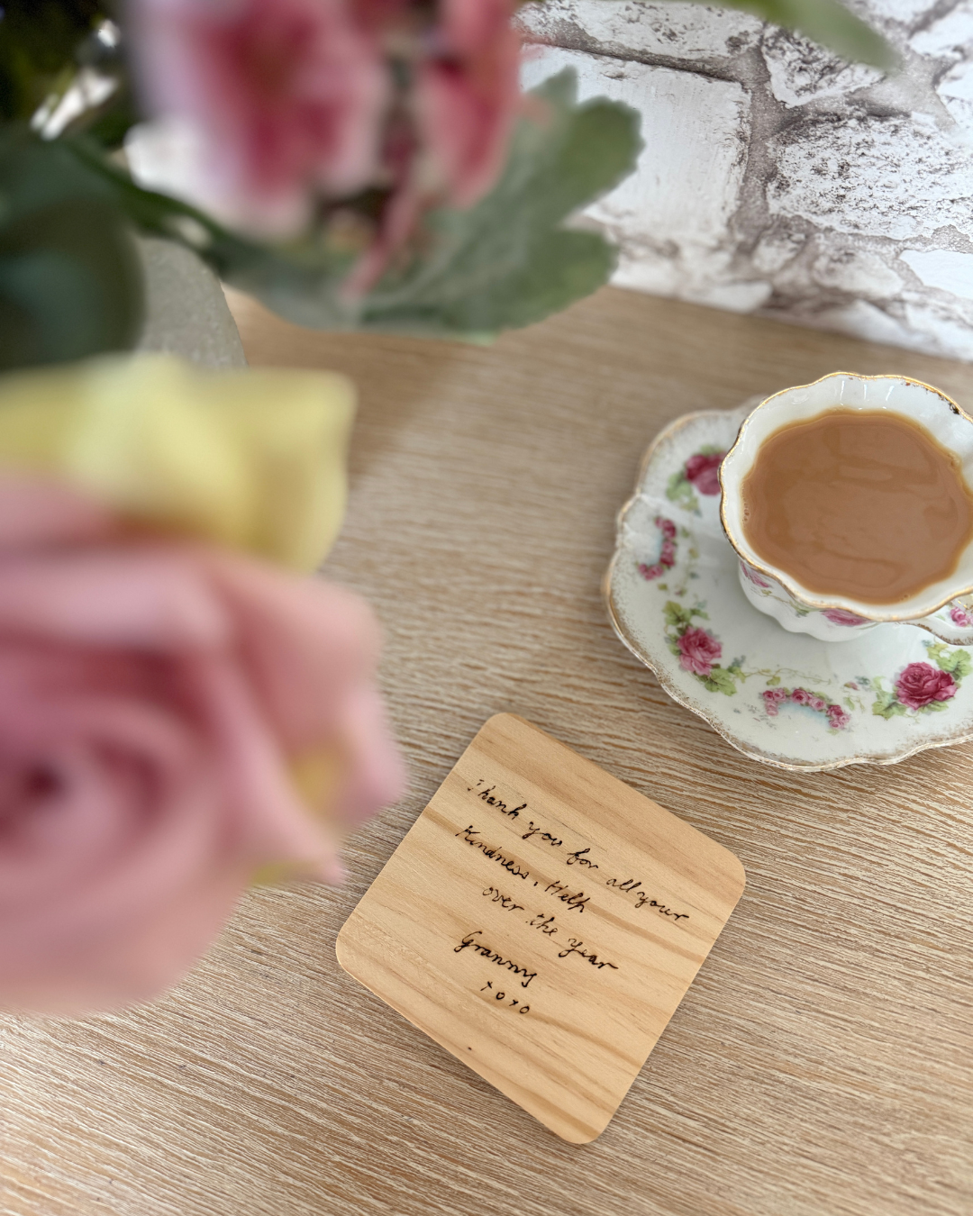 Personalised Handwriting Wooden Coaster – product view 5