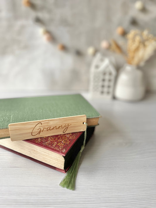 Granny wooden engraved bookmark