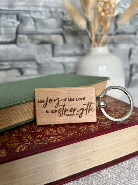 The joy of the Lord engraved keyring