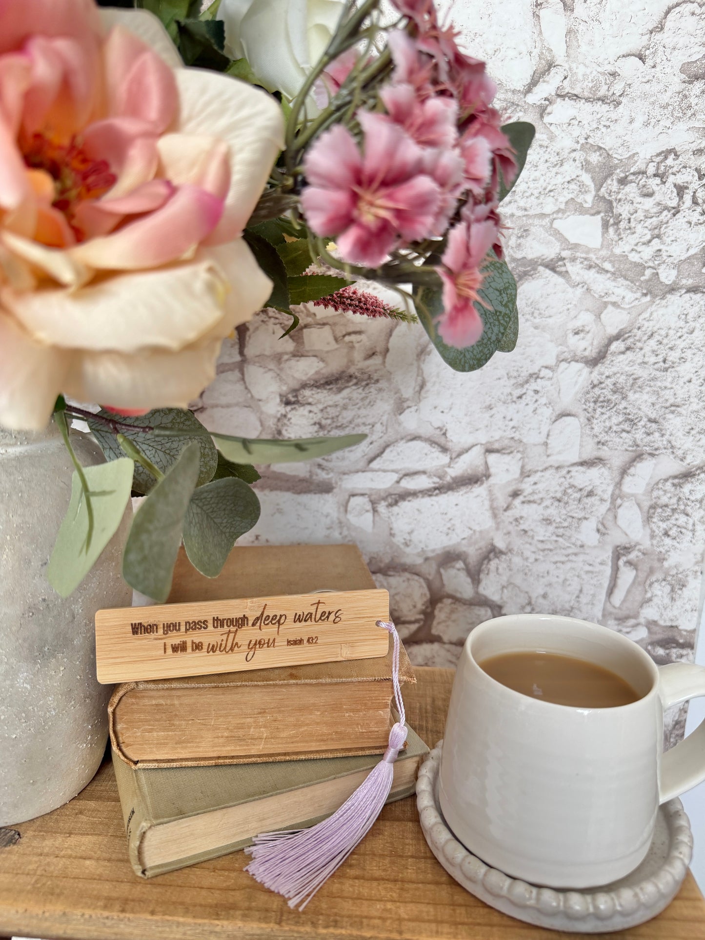 Deep waters wooden engraved bookmark