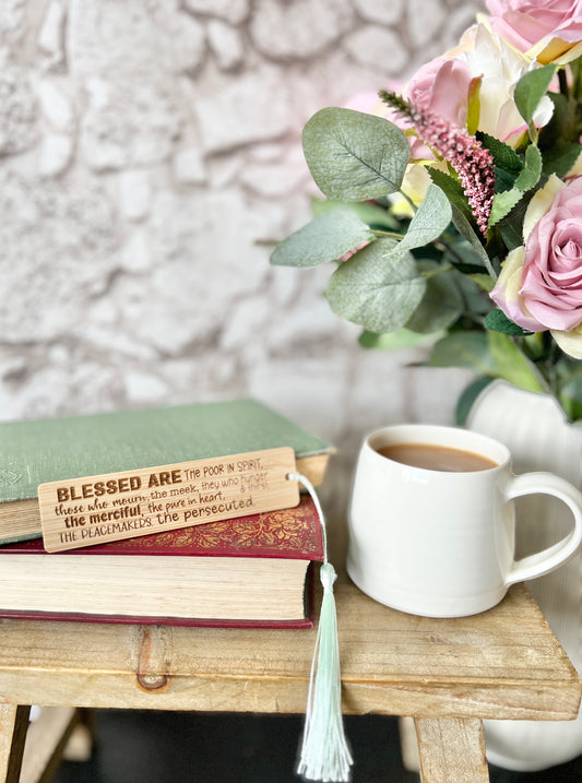 Blessed are the… (Beatitudes) wooden engraved bookmark