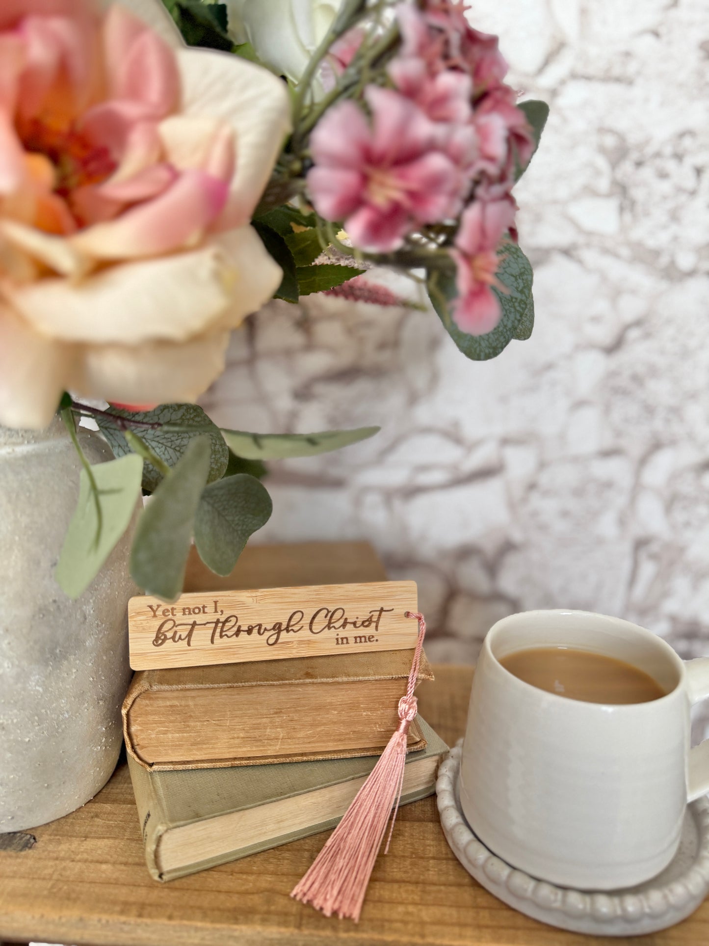 Yet not I wooden engraved bookmark