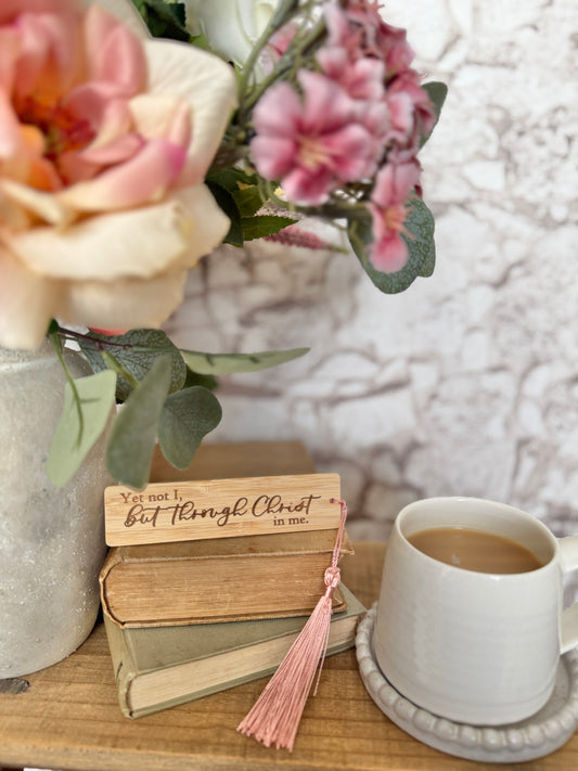 Yet not I wooden engraved bookmark