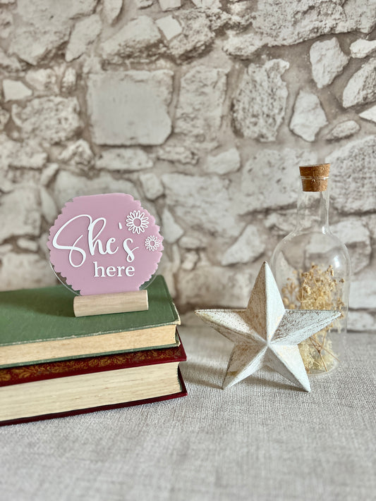 Baby announcement double sided plaque