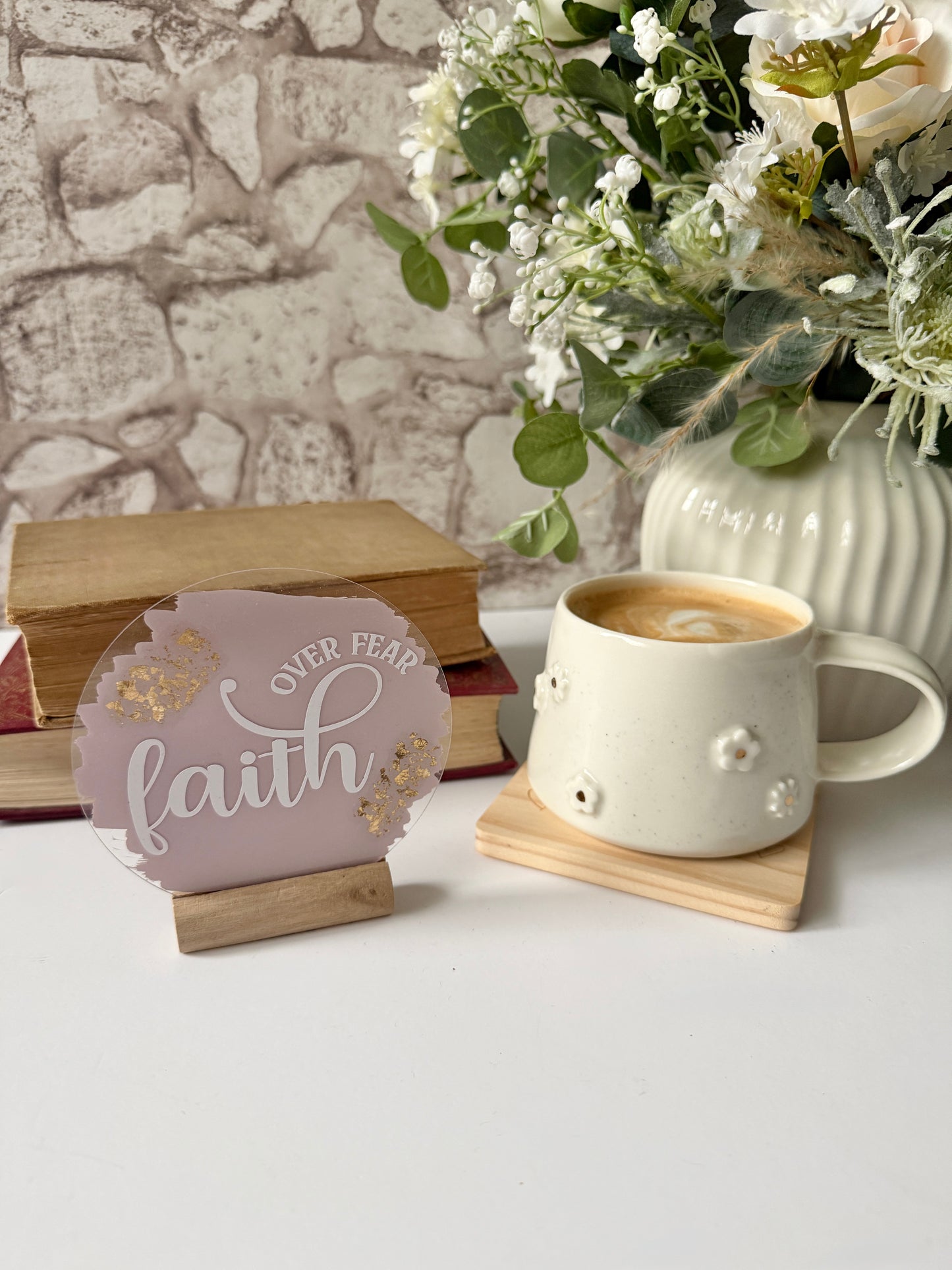 Faith over fear acrylic plaque