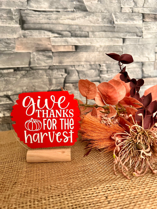 Give thanks for the harvest acrylic plaque