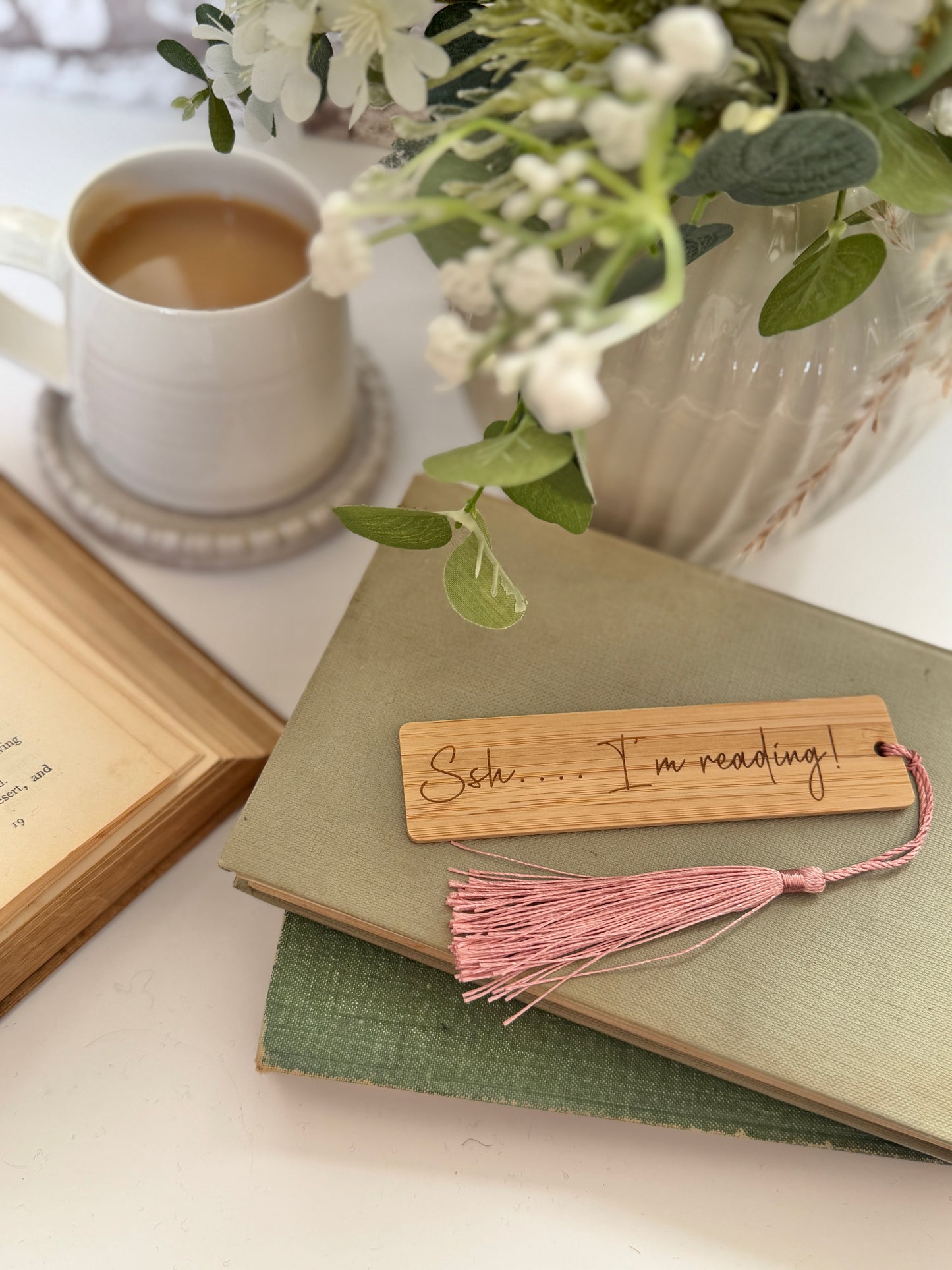 Ssh I'm reading wooden engraved bookmark
