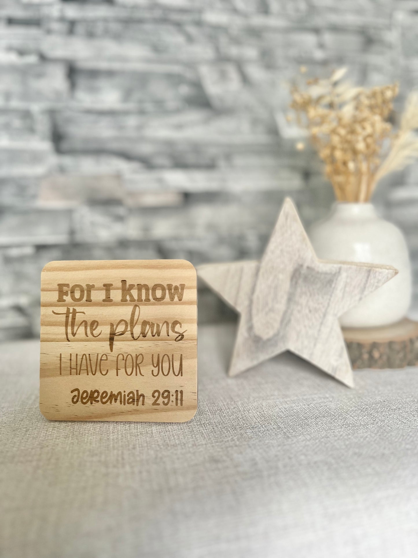 Jeremiah 29:11 engraved wooden coaster